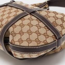 Pre Owned Gucci Beige/Brown GG Canvas and Leather Royal Hobo