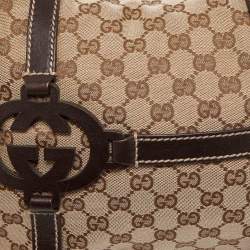 Pre Owned Gucci Beige/Brown GG Canvas and Leather Royal Hobo