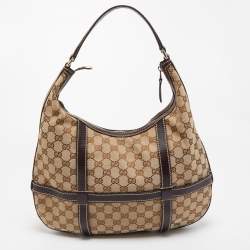 Pre Owned Gucci Beige/Brown GG Canvas and Leather Royal Hobo