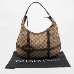 Pre Owned Gucci Beige/Brown GG Canvas and Leather Royal Hobo
