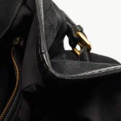Pre Owned Gucci Black GG Canvas and Leather Jockey Tote