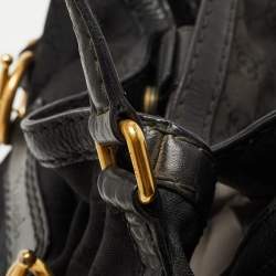 Pre Owned Gucci Black GG Canvas and Leather Jockey Tote