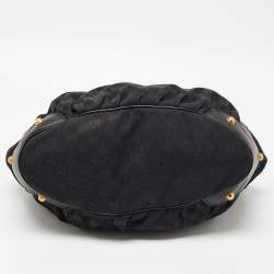 Pre Owned Gucci Black GG Canvas and Leather Jockey Tote