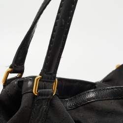 Pre Owned Gucci Black GG Canvas and Leather Jockey Tote