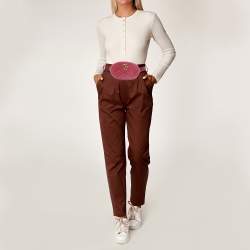 Pre Owned Gucci Fuchsia Matelassé Velvet GG Marmont Belt Bag