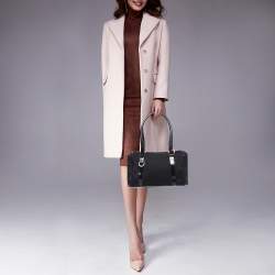 Pre Owned Gucci Black GG Canvas and Patent Leather Small Abbey Boston Bag