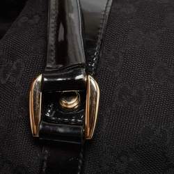 Pre Owned Gucci Black GG Canvas and Patent Leather Small Abbey Boston Bag