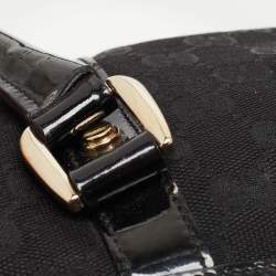 Pre Owned Gucci Black GG Canvas and Patent Leather Small Abbey Boston Bag