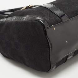 Pre Owned Gucci Black GG Canvas and Patent Leather Small Abbey Boston Bag