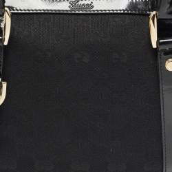 Pre Owned Gucci Black GG Canvas and Patent Leather Small Abbey Boston Bag