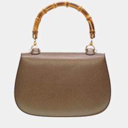 Gucci Brown Leather Small Bamboo 1947 Top Handle Bag