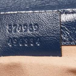 Pre Owned Gucci Dark Blue/White Diagonal Matelasse Leather Super Mini GG Marmont Bag