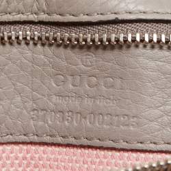 Pre Owned Gucci Grey Leather Large Bamboo Daily Top Handle Bag