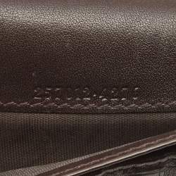 Gucci Dark Brown Guccissima Leather Metal Flap Continental Wallet