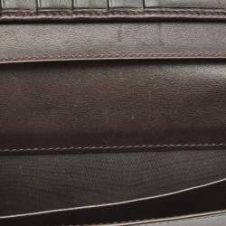 Gucci Dark Brown Guccissima Leather Metal Flap Continental Wallet