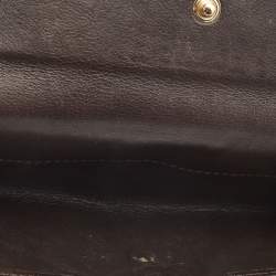 Gucci Dark Brown Guccissima Leather Metal Flap Continental Wallet