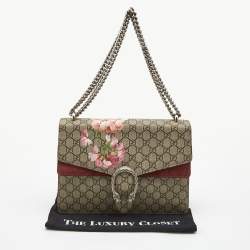 Pre Owned Gucci Beige GG Supreme Canvas and Suede Medium Blooms Dionysus Shoulder Bag