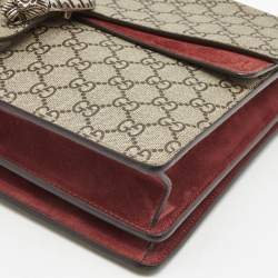 Pre Owned Gucci Beige GG Supreme Canvas and Suede Medium Blooms Dionysus Shoulder Bag