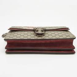 Pre Owned Gucci Beige GG Supreme Canvas and Suede Medium Blooms Dionysus Shoulder Bag