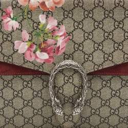 Pre Owned Gucci Beige GG Supreme Canvas and Suede Medium Blooms Dionysus Shoulder Bag
