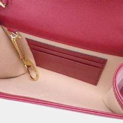 Pre Owned Gucci Red Leather Web Mini Rajah Slim Flap Shoulder Bag