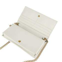 Gucci White/Beige GG Canvas and Leather Horsebit 1955 Wallet on Chain