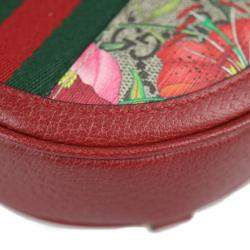 Pre Owned Gucci Red GG Supreme Canvas and Leather Floral Ophidia Backpack