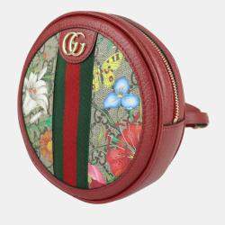 Pre Owned Gucci Red GG Supreme Canvas and Leather Floral Ophidia Backpack