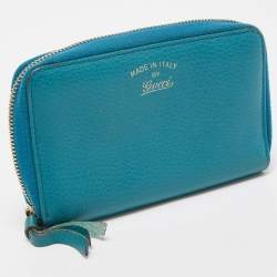 Gucci Blue Leather Swing Zip Around Wallet