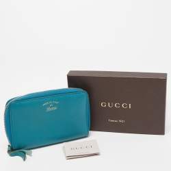 Gucci Blue Leather Swing Zip Around Wallet
