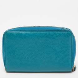 Gucci Blue Leather Swing Zip Around Wallet