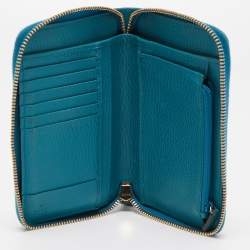 Gucci Blue Leather Swing Zip Around Wallet