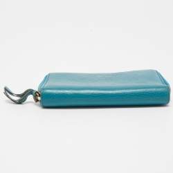 Gucci Blue Leather Swing Zip Around Wallet