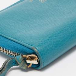 Gucci Blue Leather Swing Zip Around Wallet