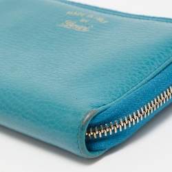 Gucci Blue Leather Swing Zip Around Wallet