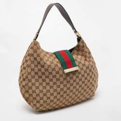 Pre Owned Gucci Beige GG Canvas Ladies Web Hobo