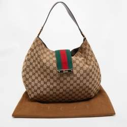 Pre Owned Gucci Beige GG Canvas Ladies Web Hobo