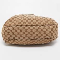 Pre Owned Gucci Beige GG Canvas Ladies Web Hobo