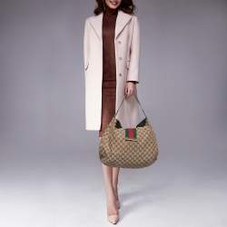 Pre Owned Gucci Beige GG Canvas Ladies Web Hobo