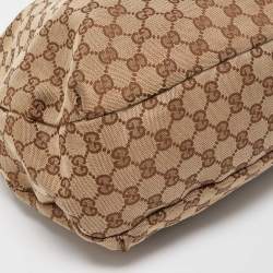 Pre Owned Gucci Beige GG Canvas Ladies Web Hobo
