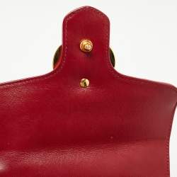 Gucci Red/Beige Diagonal Quilt Canvas and Leather Mini GG Marmont Top Handle Bag