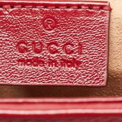 Gucci Red/Beige Diagonal Quilt Canvas and Leather Mini GG Marmont Top Handle Bag