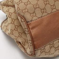Pre Owned Gucci Bronze/Beige GG Canvas and Leather Medium Sukey Tote