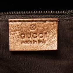 Pre Owned Gucci Bronze/Beige GG Canvas and Leather Medium Sukey Tote