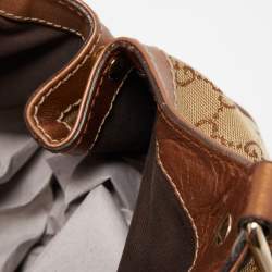 Pre Owned Gucci Bronze/Beige GG Canvas and Leather Medium Sukey Tote