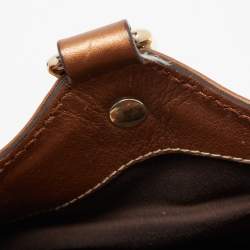 Pre Owned Gucci Bronze/Beige GG Canvas and Leather Medium Sukey Tote