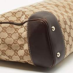 Pre Owned Gucci Brown/Beige GG Canvas and Leather Medium Mayfair Web Tote