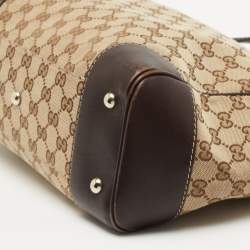 Pre Owned Gucci Brown/Beige GG Canvas and Leather Medium Mayfair Web Tote