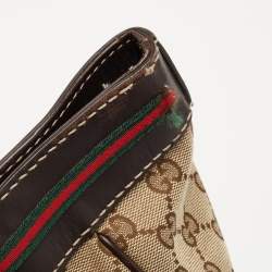 Pre Owned Gucci Brown/Beige GG Canvas and Leather Medium Mayfair Web Tote