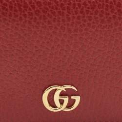 Gucci Red Leather GG Marmont Flap Card Case